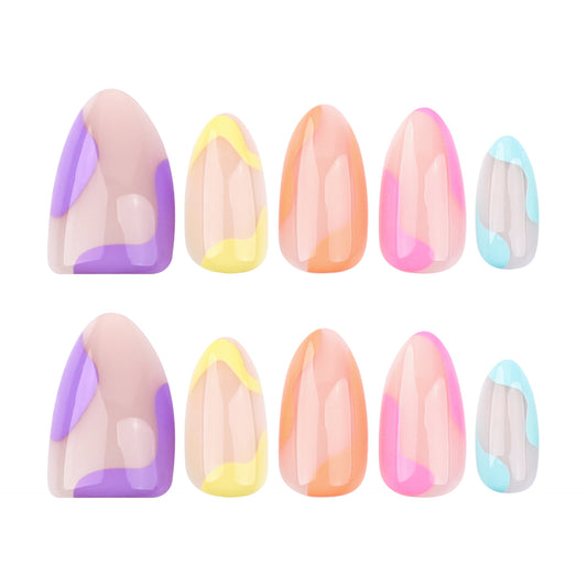 High-grade Contrast Color Colorful Nail Wear Short