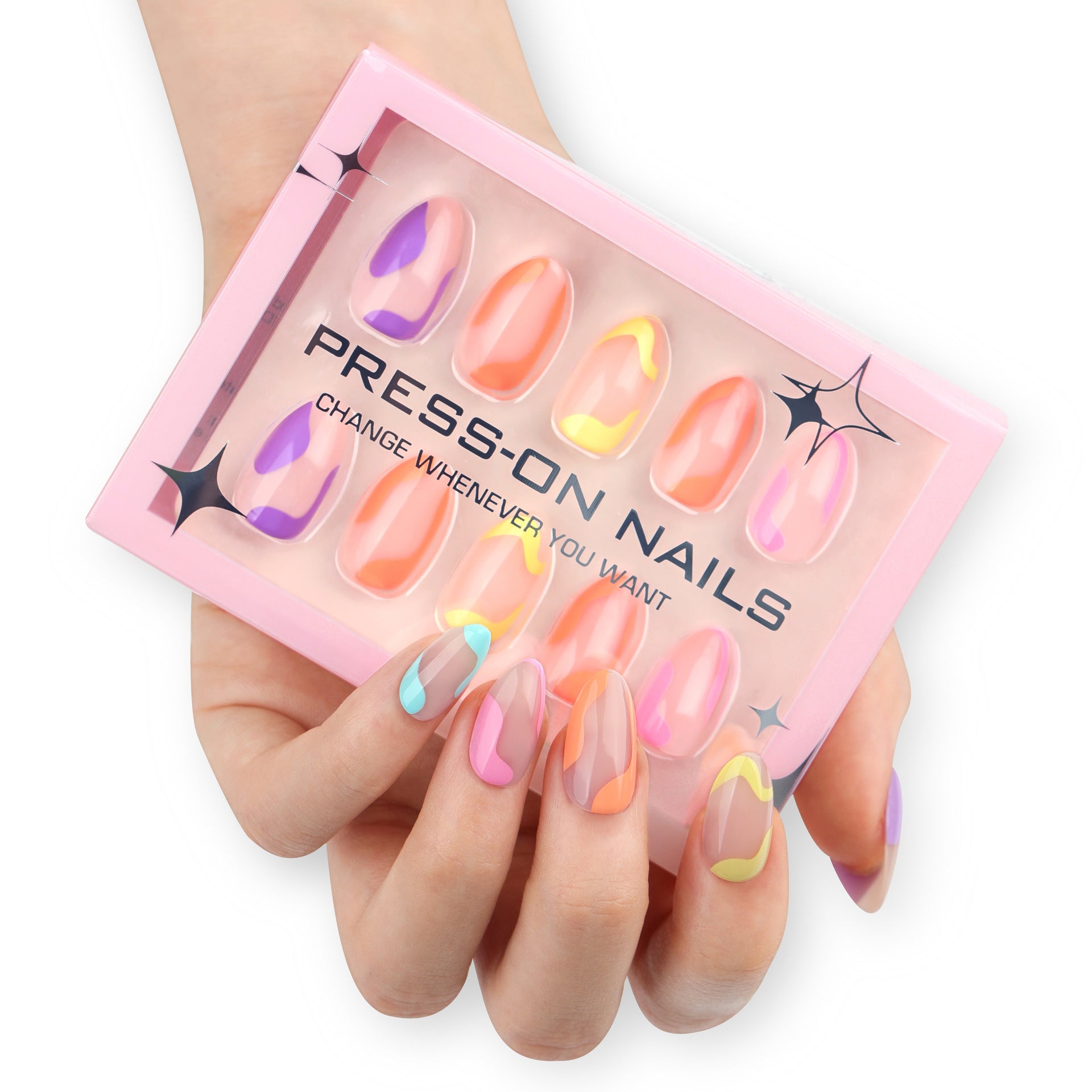 High-grade Contrast Color Colorful Nail Wear Short